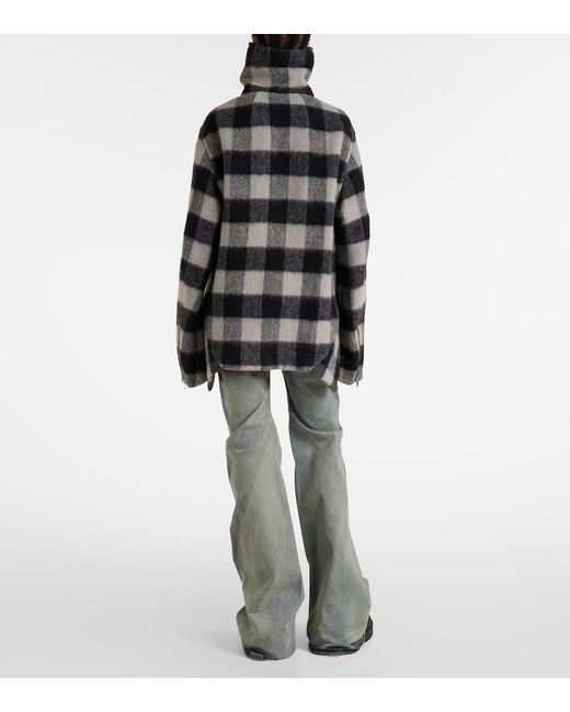 Rick Owens Black Exploder Checked Virgin Wool Jacket