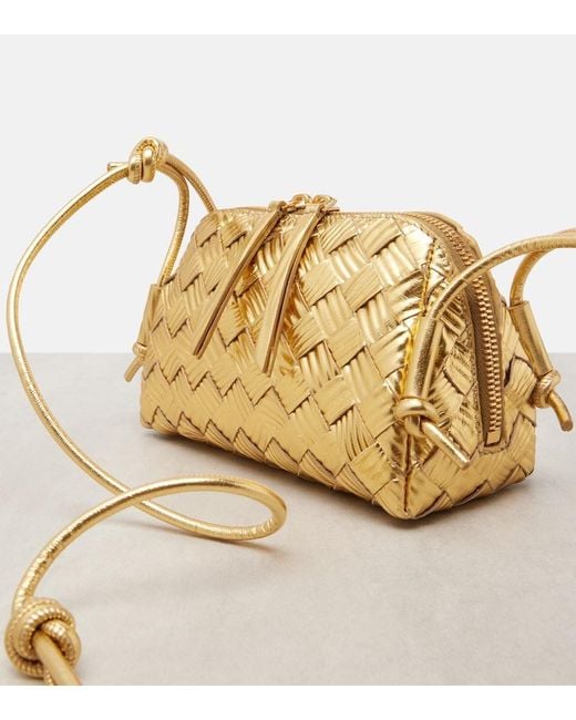 Bottega Veneta Concert Intrecciato Metallic Leather Pouch