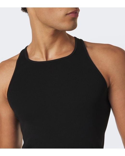 Rick Owens Black Basic Ribbed-Knit Cotton Jersey Tank Top for men