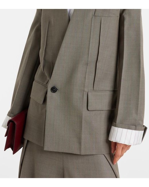 Victoria Beckham Gray Herringbone Virgin Wool Blazer