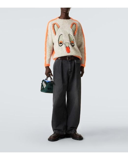 Loewe Gray Pleated Barrel-Leg Jeans for men