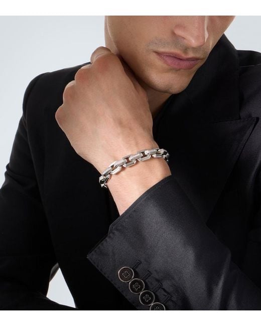 David Yurman Metallic 925 Sterling Chain Bracelet With Diamonds for men