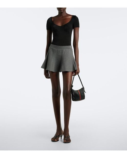 Gucci Gray Double G Cotton And Silk Miniskirt