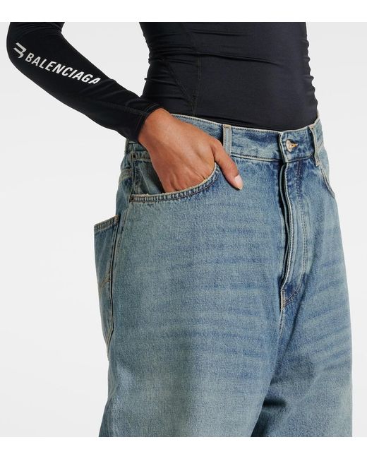 Balenciaga Blue Faded Mid-Rise Wide-Leg Jeans