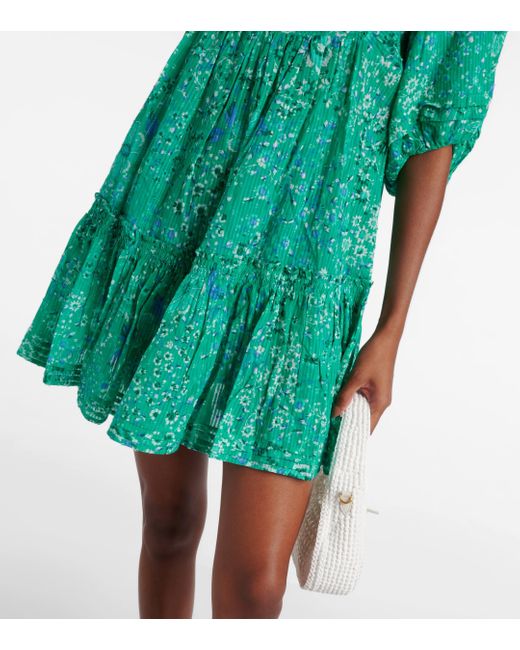 Poupette Green Aria Floral Cotton Minidress