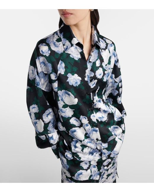 Stella McCartney Black Floral Satin Blouse