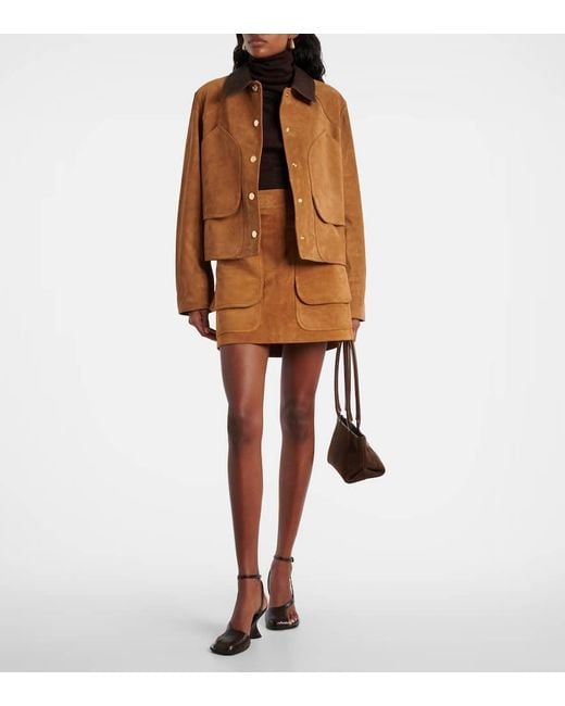 Veronica Beard Brown Walters Suede Field Jacket