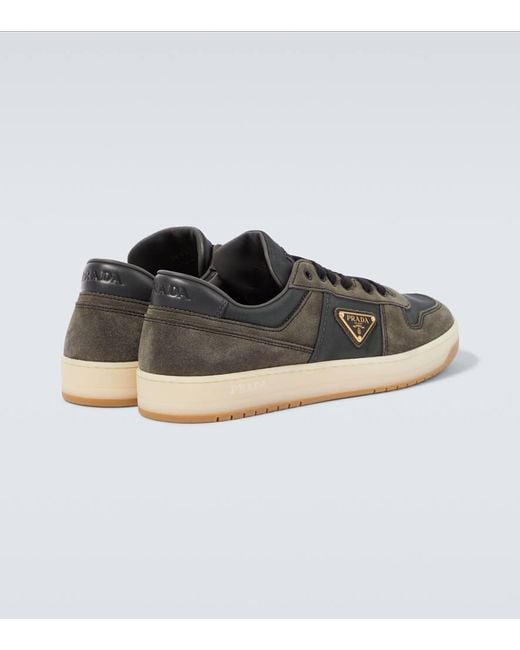 Prada Sneakers Aus Veloursleder Mit Re-Nylon in Brown für Herren