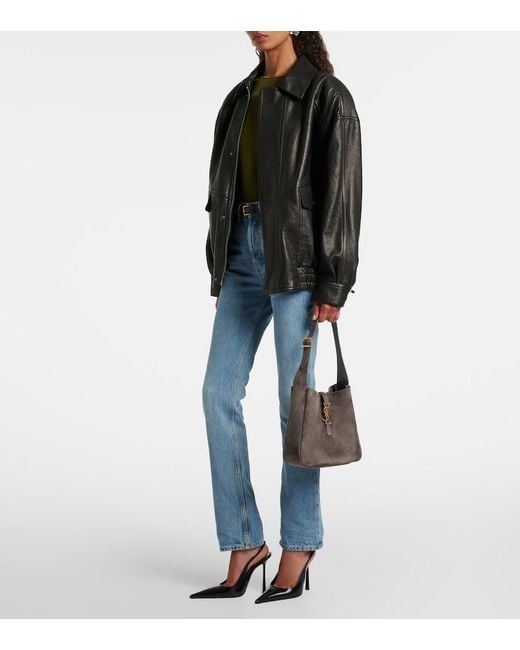 Saint Laurent Brown Le 5 A 7 Supple Small Suede Shoulder Bag