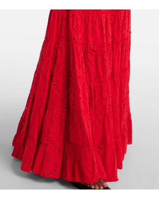 Poupette Red Soledad Floral Cotton Maxi Dress