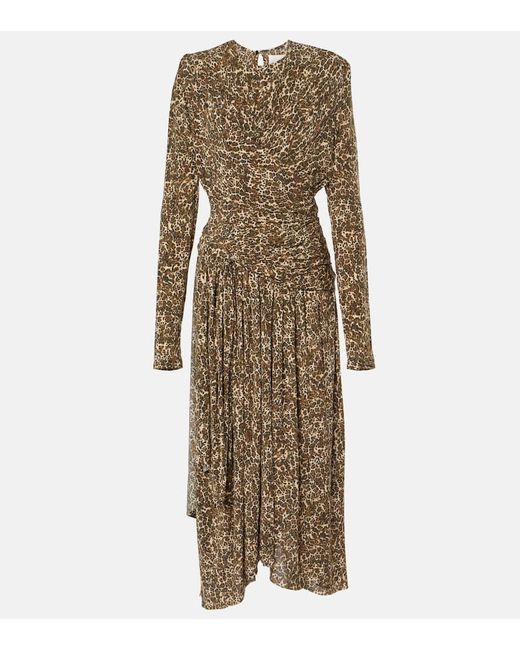 Isabel Marant Natural Zeidi Draped Leopard-Print Maxi Dress
