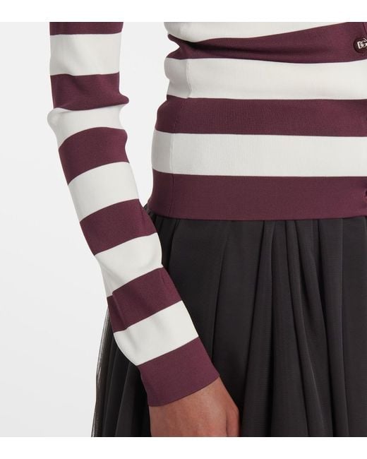 Dolce & Gabbana White Striped Crew-Neck Viscose Cardigan