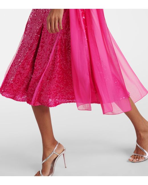 Erdem Pink Sequined Midi Dress
