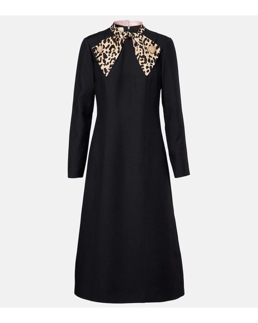 Valentino Black Crepe Couture Bow-Detail Midi Dress