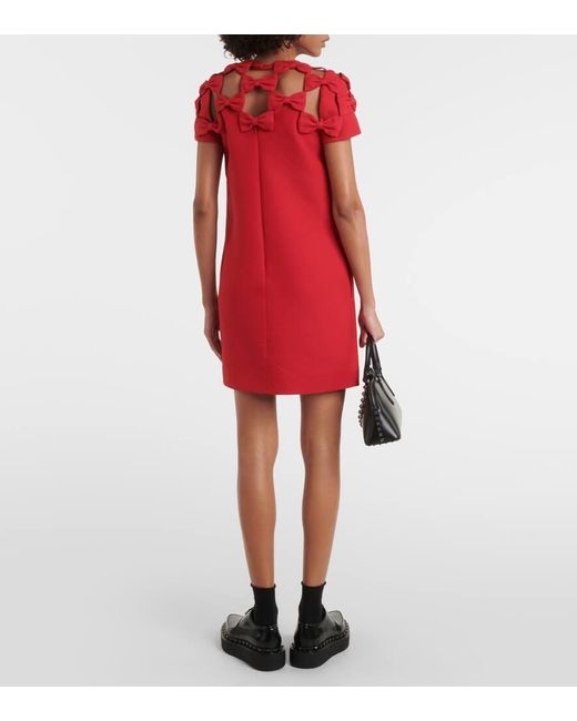 Vestido corto de Crepe Couture con lazo Valentino de color Red