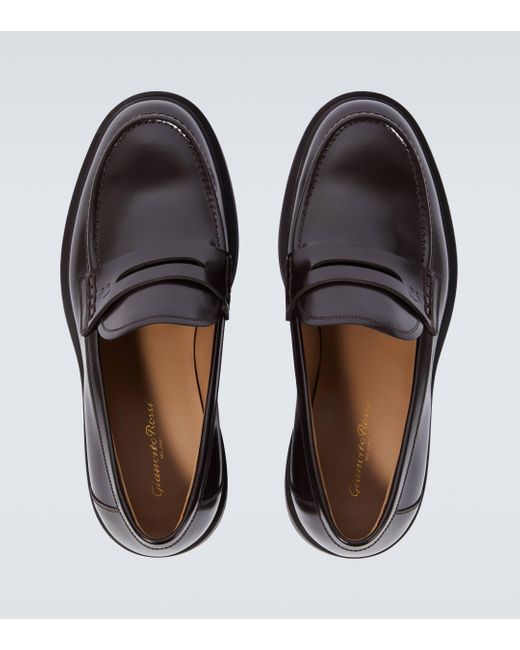 Gianvito Rossi Black Harris Leather Penny Loafers for men
