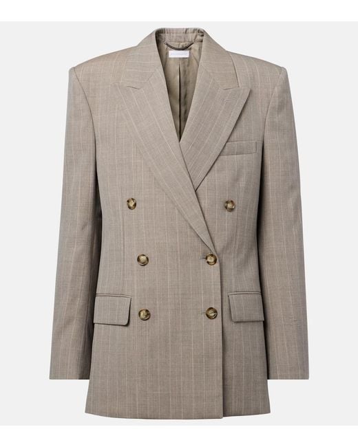 Stella McCartney Natural Oversized Double-Breasted Wool Blazer