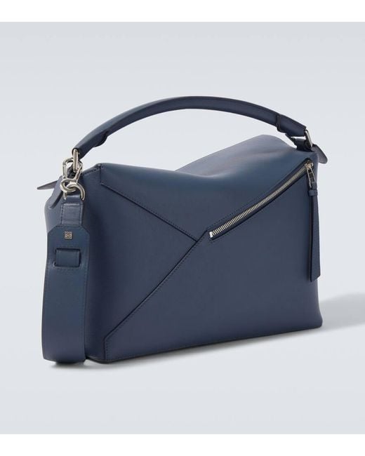 Loewe Tote Bag Puzzle Edge Large Aus Leder in Blue für Herren