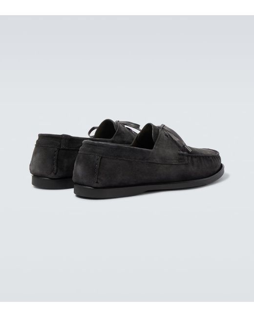 Saman Amel Black City Moc Suede Boat Shoes for men