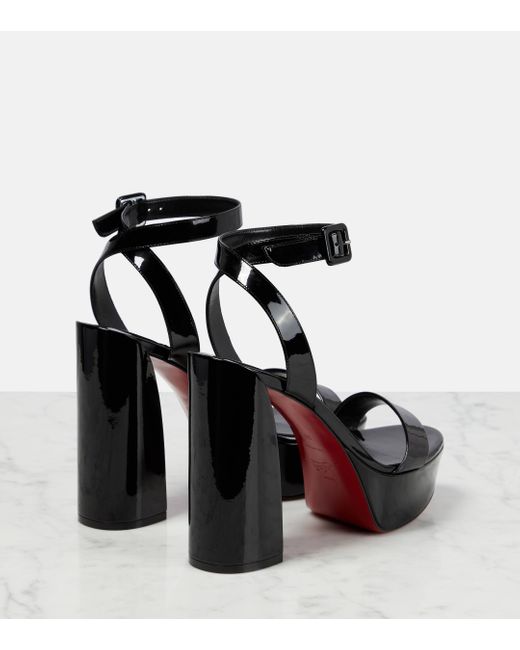 Christian Louboutin Black Movida Sabina Patent Leather Platform Sandals