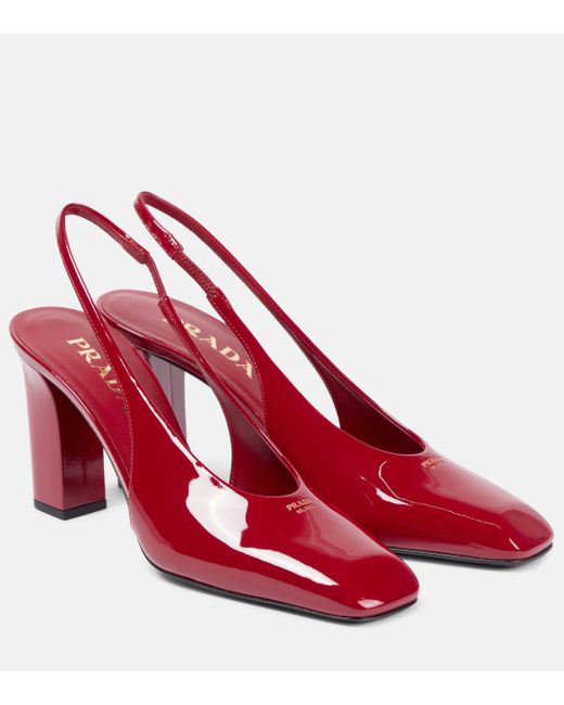 Prada patent leather slingbacks sale