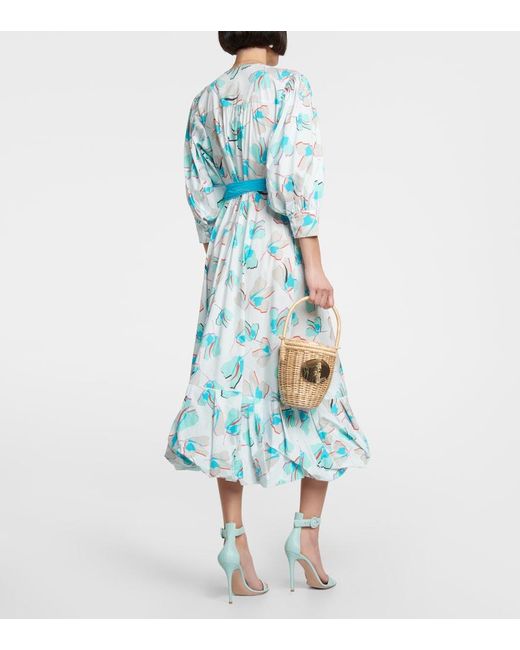 Diane von Furstenberg Blue Roxanna Printed Cotton-blend Poplin Midi Wrap Dress