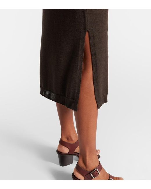 Lemaire Black Trompe 'Oil Wool-Blend Midi Skirt