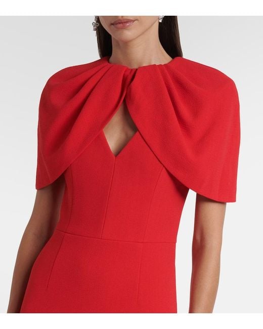 Rebecca Vallance Red Cameron Caped Crepe Gown