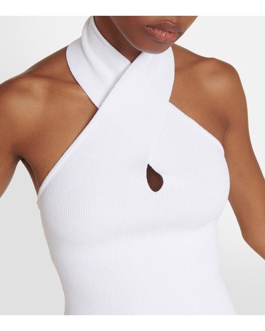 Alaïa White Halterneck Bodycon Midi Dress