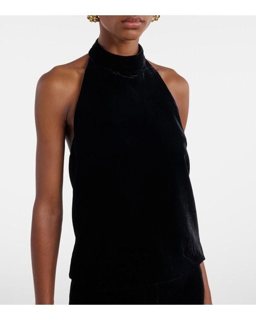 Nili Lotan Black Peneloppe Halterneck Velvet Top