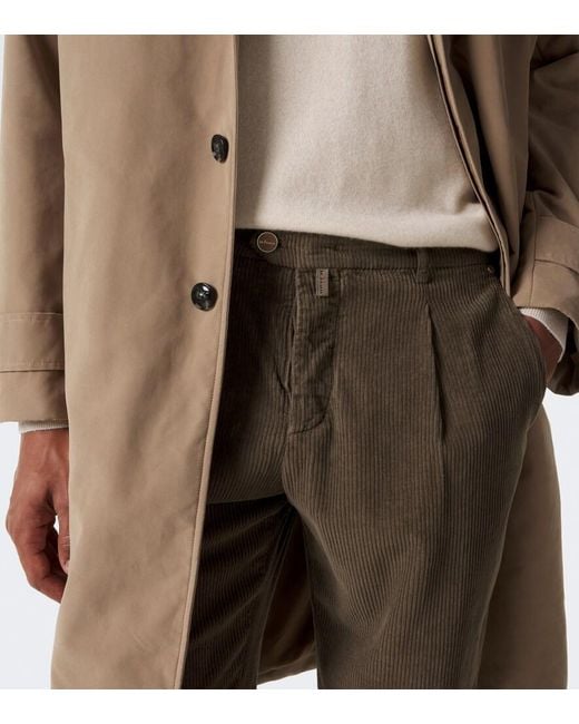 Kiton Gray Cotton Corduroy Tapered Pants for men