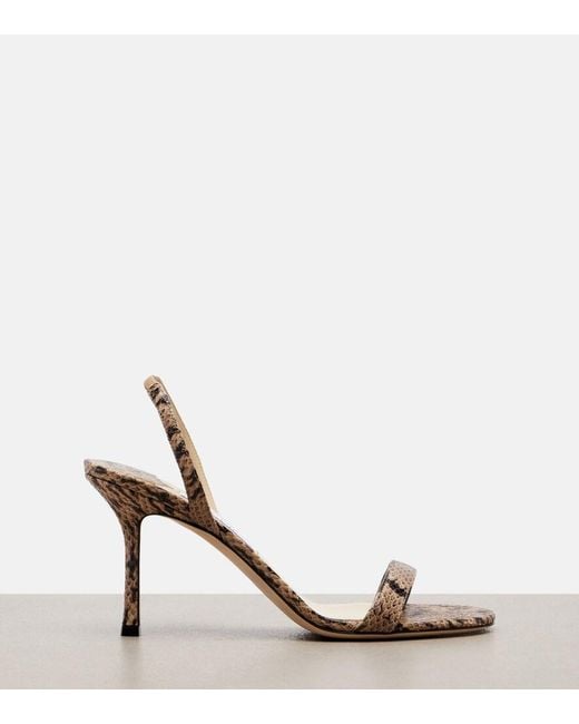 Jimmy Choo Metallic Jenn Snake-Effect Leather Slingback Sandals