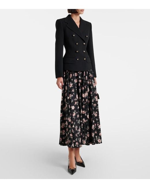 Dolce & Gabbana Black Floral Silk-Blend Charmeuse Maxi Skirt