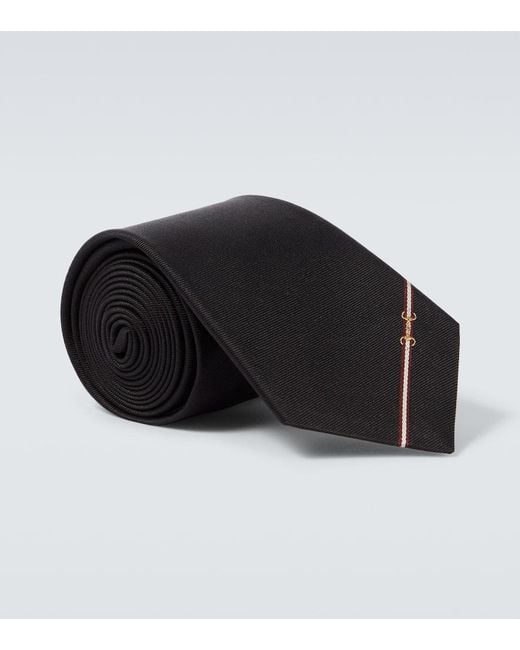Gucci Black Horsebit Silk Jacquard Tie for men