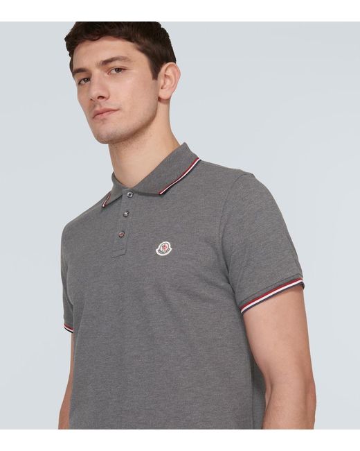 Moncler Gray Cotton Pique Polo Shirt for men