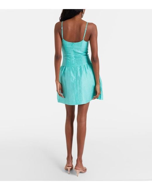 ShuShu/Tong Blue Embellished Linen-Blend Minidress