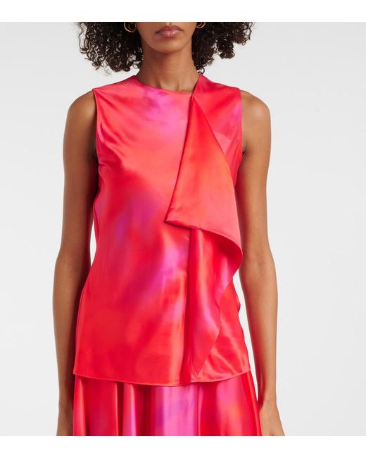 Roksanda Red Kiara Printed Draped Top