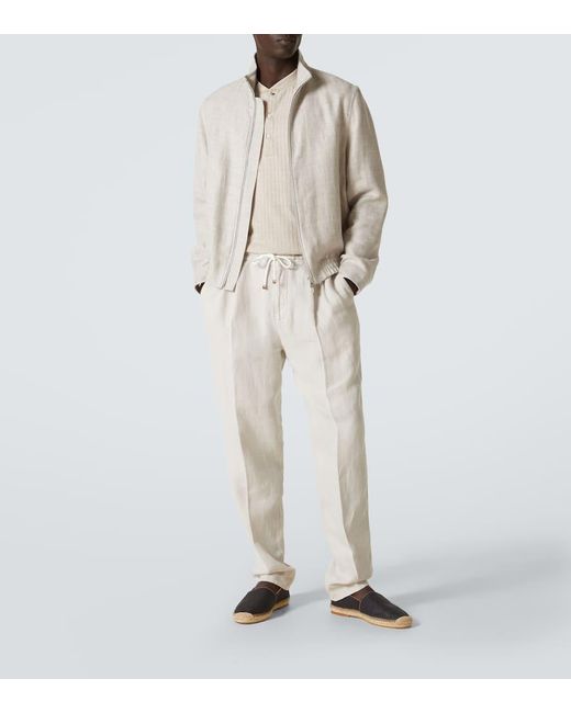 Brunello Cucinelli Natural Linen And Cotton T-Shirt for men