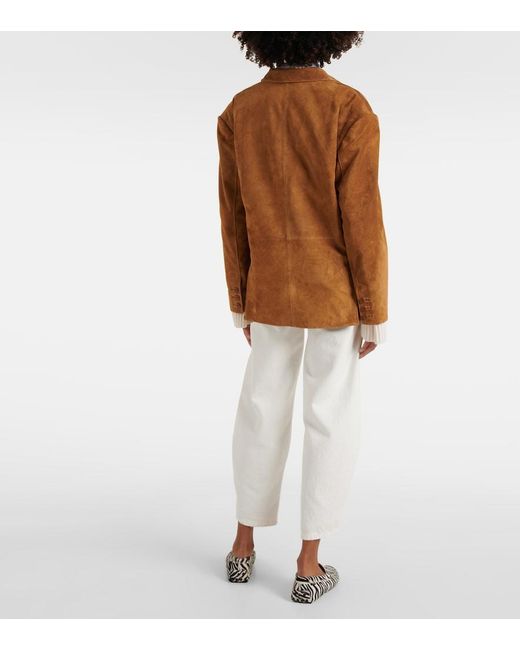 Staud Brown Corrine Single-Breasted Suede Jacket