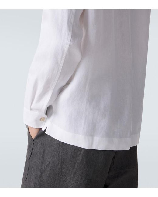 Brunello Cucinelli White Hemp, Linen, And Cotton Shirt for men