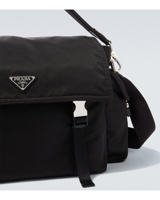 Prada Black Explore Re-Nylon Messenger Bag for men