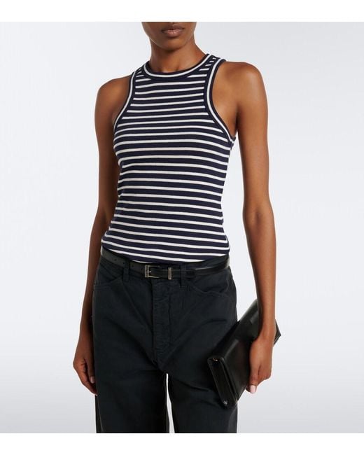 Nili Lotan Black Hank Striped Cotton Tank Top