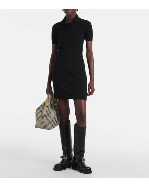 Vestido Polo De Mezcla De Algodon Burberry de color Black
