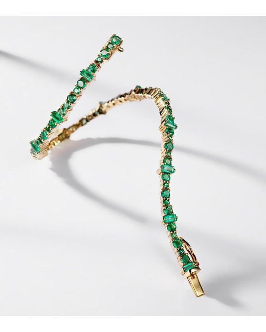 Ileana Makri Multicolor Rivulet 18kt Gold Bracelet With Emeralds
