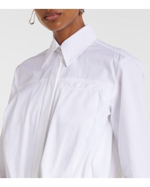 Sportmax White Zemira Cropped Cotton Poplin Shirt