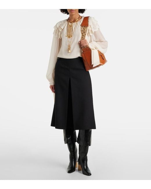 Chloé White Ruffled Silk Blouse