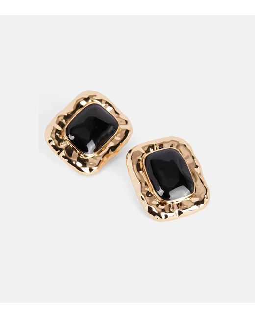 Self-Portrait Black Enamel Earrings