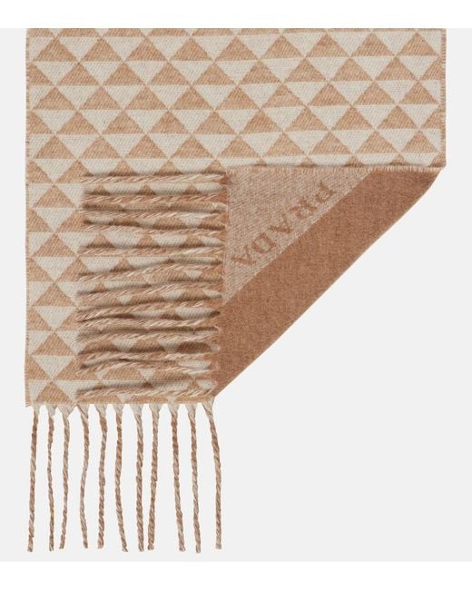 Prada Natural Symbole Wool And Cashmere Scarf