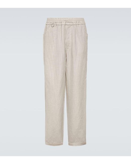 Undercover Natural Pinstripe Wool And Linen Wide-leg Pants for men