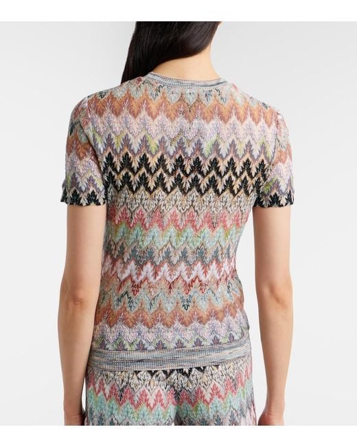 Missoni White Zigzag Lame T-Shirt